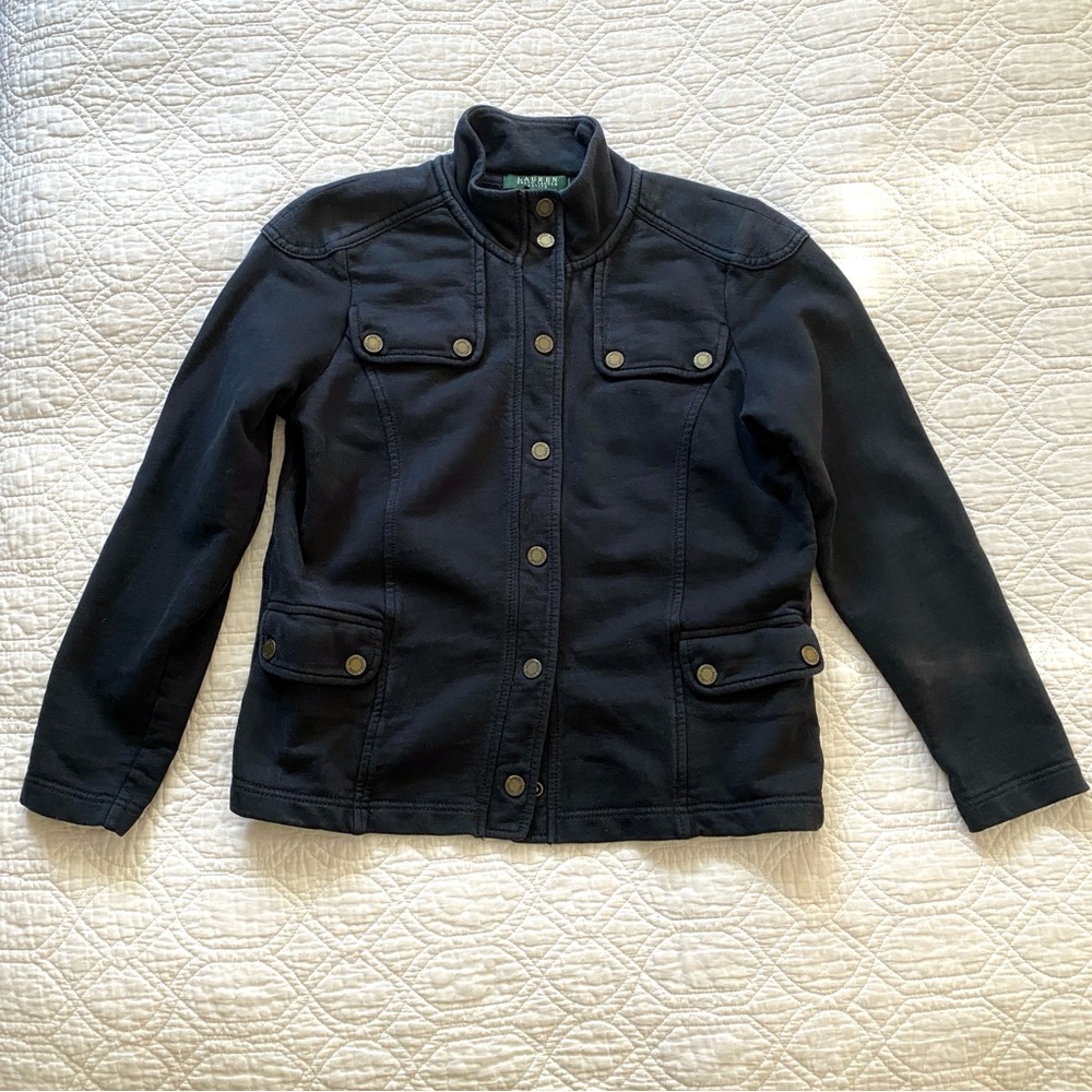 Lauren Ralph Lauren Black Jacket Vintage Gold Brass Buttons Women’s Size SP